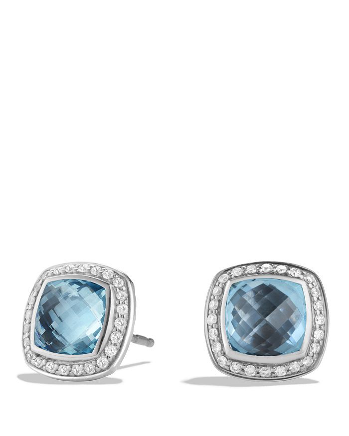DAVID YURMAN ALBION EARRINGS WITH BLUE TOPAZ AND DIAMONDS,E12310DSSABTDI