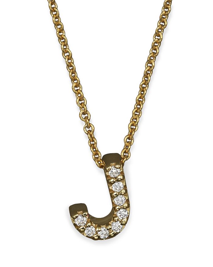 Shop Roberto Coin 18k Yellow Gold And Diamond Initial Love Letter Pendant Necklace, 16 In J