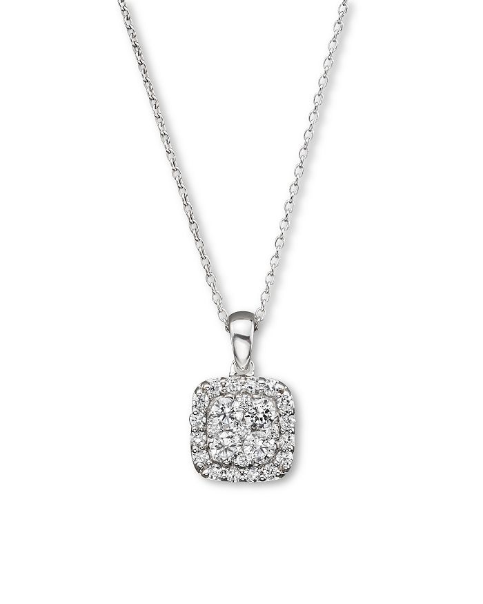 Shop Bloomingdale's Diamond Cluster Pendant Necklace In 14k White Gold, 0.50 Ct. T.w. - 100% Exclusive