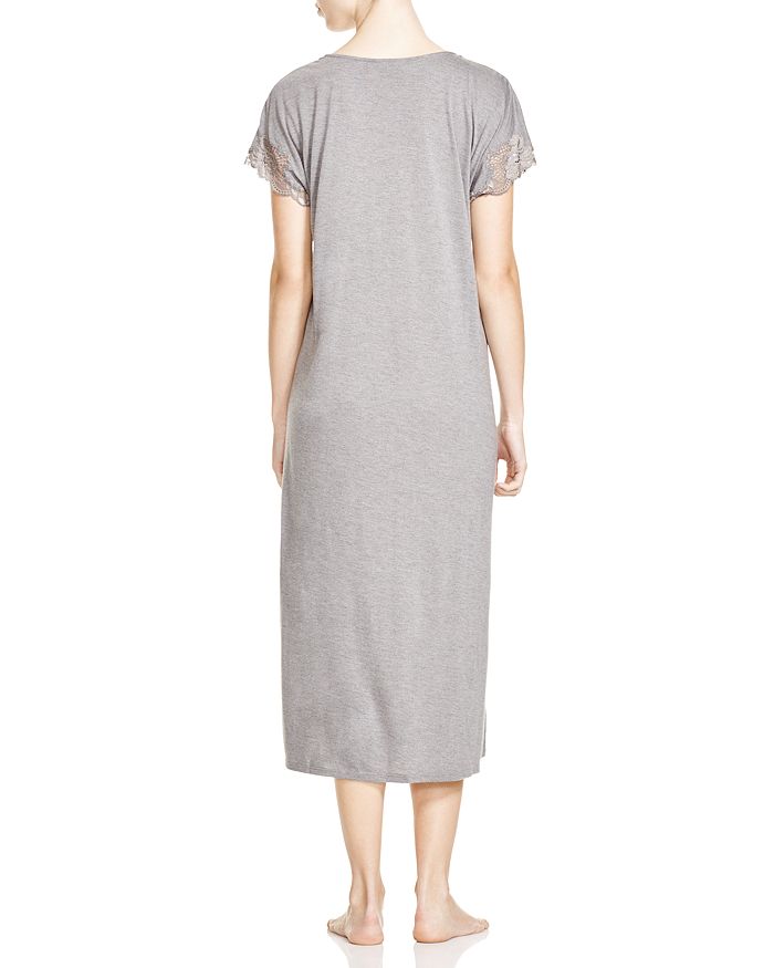 Shop Natori Zen Floral Lace Nightgown In Heather Grey