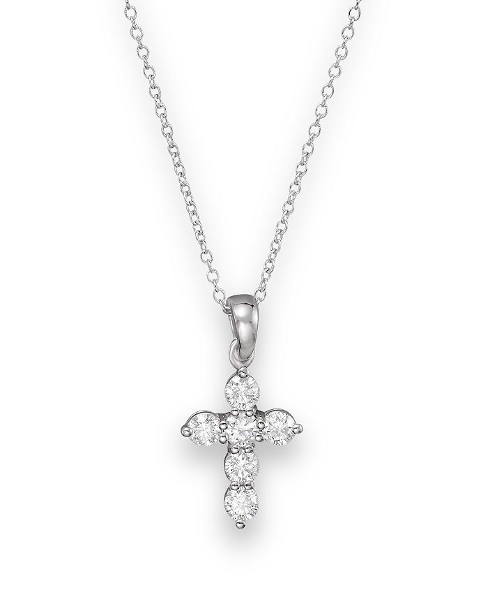 Bloomingdale's Diamond Cross Pendant Necklace in 14K White Gold, .60 ct ...