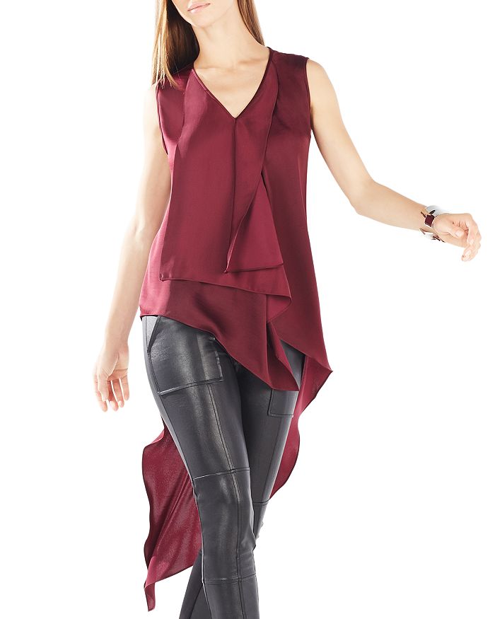 BCBGMAXAZRIA Cyprien Draped Asymmetric High Low Top Bloomingdale s