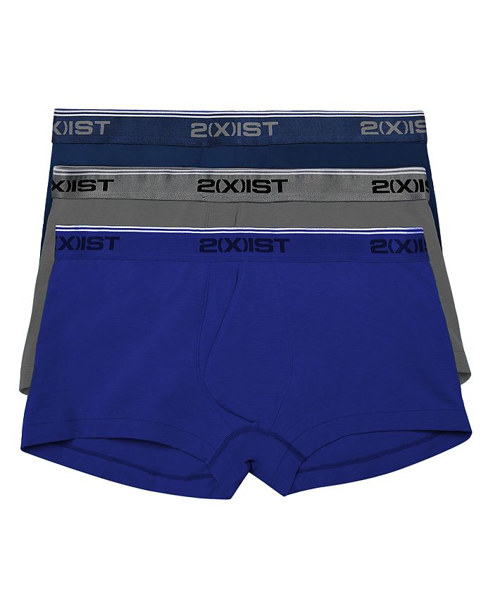 Shop 2(x)ist Cotton Stretch No Show Trunks, Pack Of 3 In Eclipse/lead/dazzling Blue