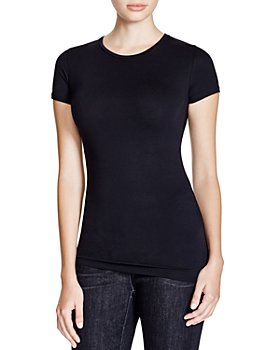 Short Sleeve Draped Combo Tee Bloomingdales Women Clothing T-shirts Short Sleeved T-Shirts 