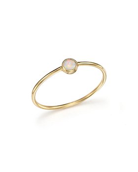 Zoë Chicco - 14K Gold Thin Ring with a Bezel Set Round Opal