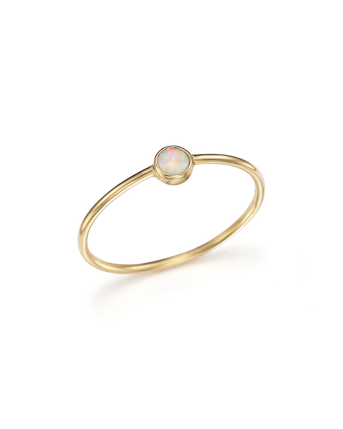 Zoe Chicco 14K Gold Thin Ring with a Bezel Set Round Opal