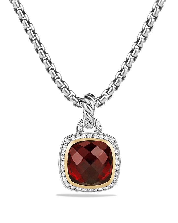 David Yurman Albion Pendant with Garnet and Diamonds with 18K Gold