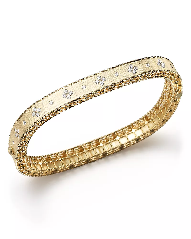 Roberto Coin 18K Yellow Gold and Diamond Princess Bangle