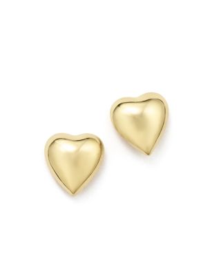 puffed heart stud earrings