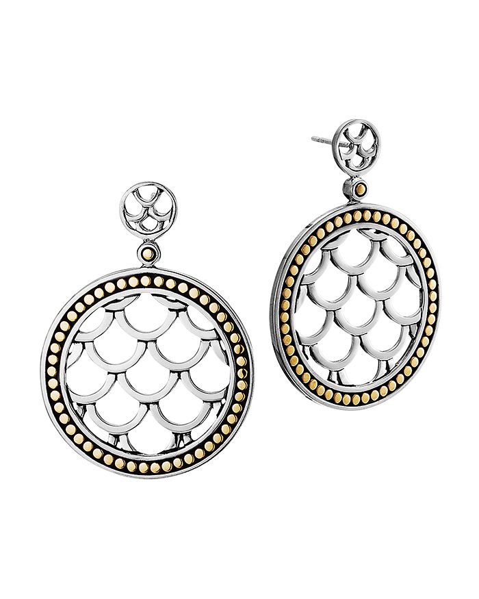 JOHN HARDY Naga 18K Gold and Sterling Silver Small Round Drop Earrings ...