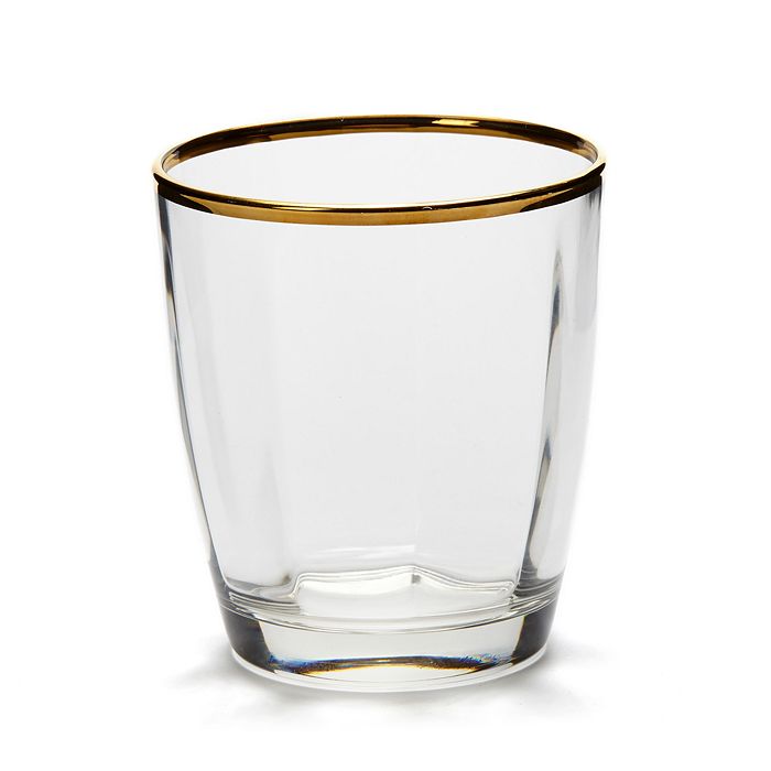 Shop Vietri Optical Gold Double Old Fashioned Glass In Clear/gold Rim