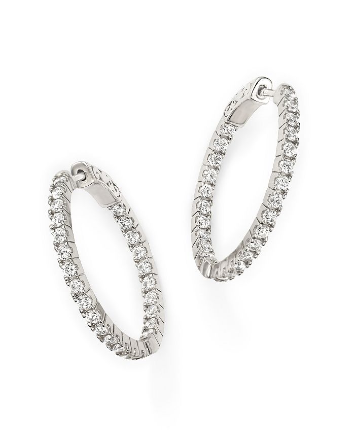 Bloomingdale's Diamond Inside Out Hoop Earrings In 14k White Gold, 1.50 Ct. T.w.