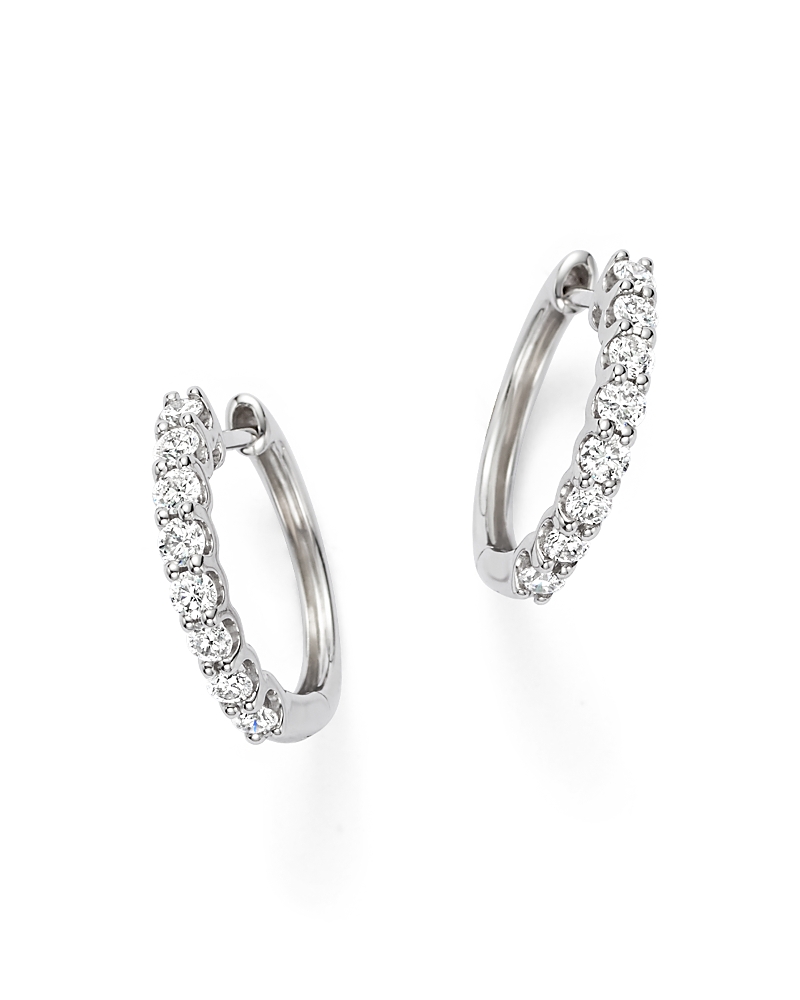 Diamond Hoop Earrings in 14K White Gold, 0.60 tcw