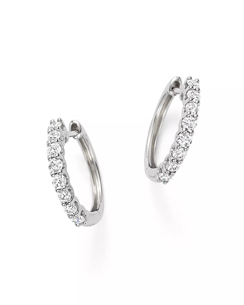 Diamond Hoop Earrings in 14K White Gold, 0.60 tcw