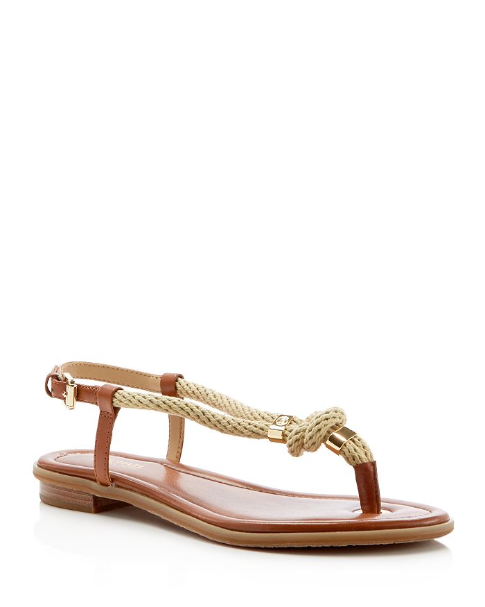 Michael Kors Holly T-Strap Rope Flat Sandals | Bloomingdale's