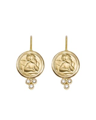 Temple St. Clair 18K Yellow Gold Angel Earrings with Diamonds