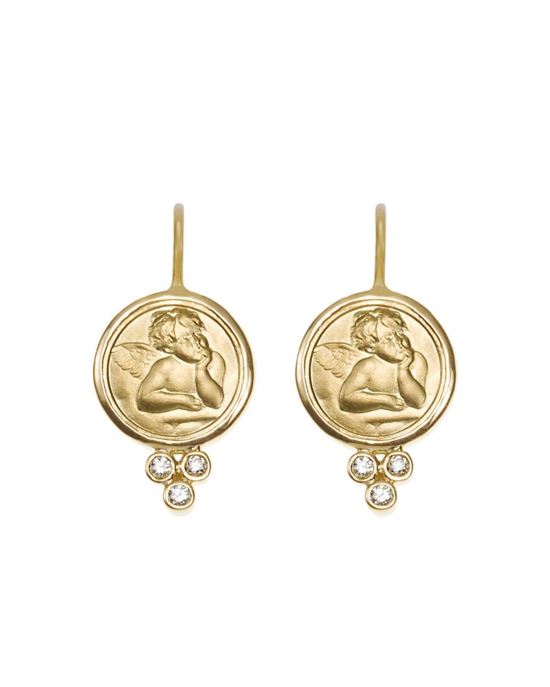 Temple St. Clair 18K Yellow Gold Angel Earrings with Diamonds