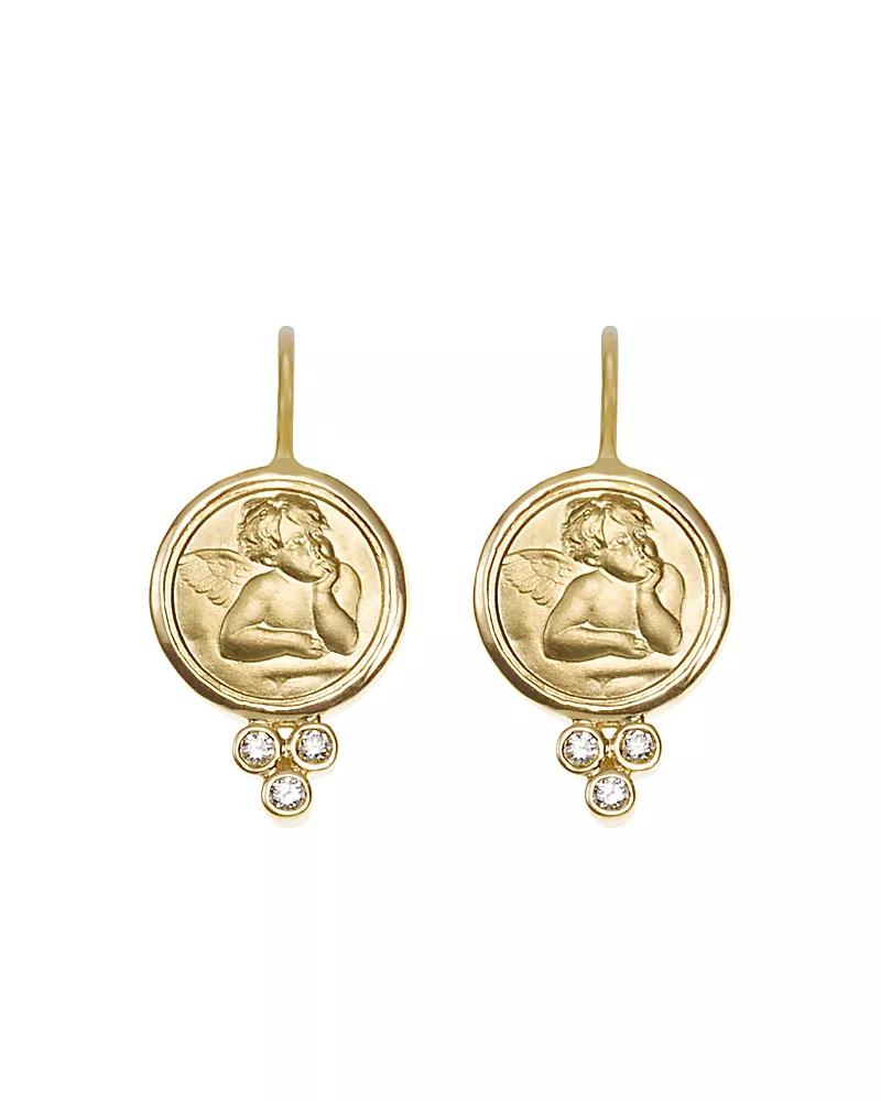Temple St. Clair 18K Yellow Gold Angel Earrings with Diamonds