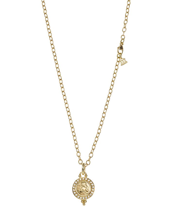 Temple St Clair 18k Gold 10mm Angel Pendant With Diamond Pave In Gold/white