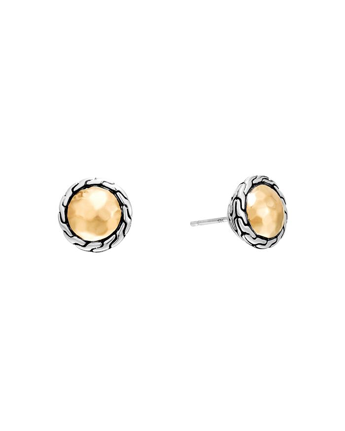 Shop John Hardy Classic Chain Gold & Silver Round Stud Earrings In Gold/silver