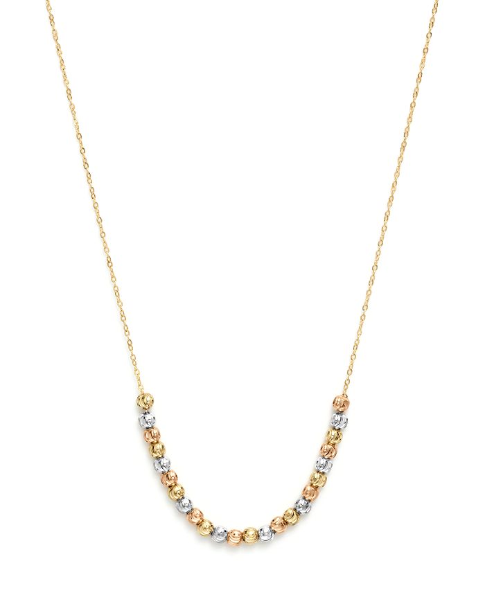 Bloomingdale's 14k Yellow, White And Rose Gold Half Beaded Chain Necklace, 17 - 100% Exclusive