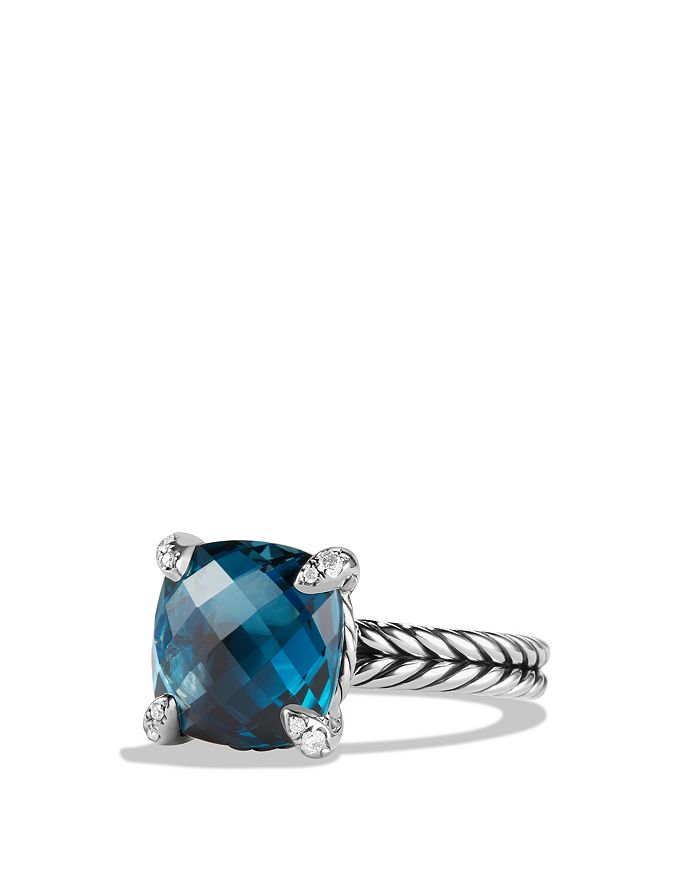 David Yurman - Sterling Silver Ch&acirc;telaine Ring with Gemstones & Diamonds, 11mm
