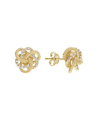 LAGOS 18K Yellow Gold Love Knot Stud Earrings with Diamonds ...