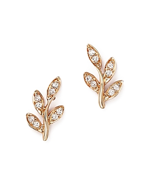 Bloomingdale's Diamond Leaf Stud Earrings In 14k Rose Gold,.10 Ct. T.w.