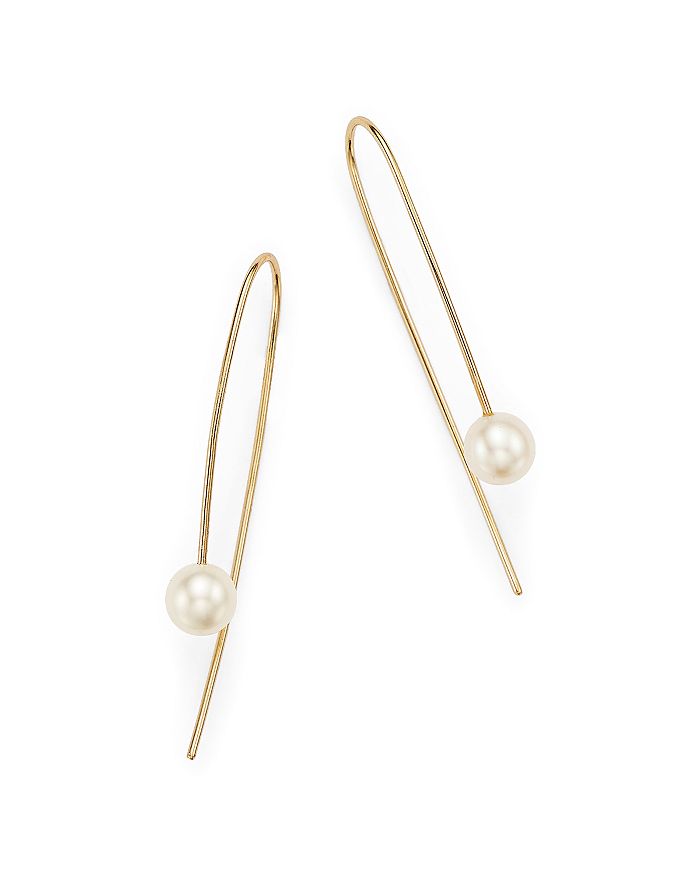 Zoë Chicco 14k Yellow Gold Wire Earrings With Cultured Freshwater Pearls In White/gold