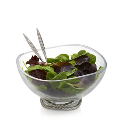 Braid Glass Salad Bowl & Servers