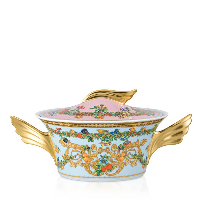 Versace Rosenthal Meets Butterfly Garden Covered Vegetable Dish