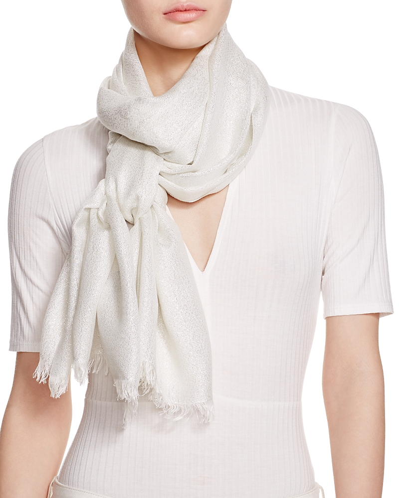 Fraas Aqua Solid Metallic Scarf - Exclusive In Ivory