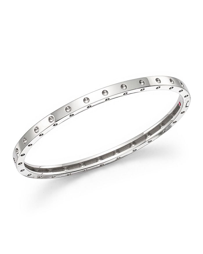 Shop Roberto Coin 18k White Gold Symphony Dotted Hinged Bracelet