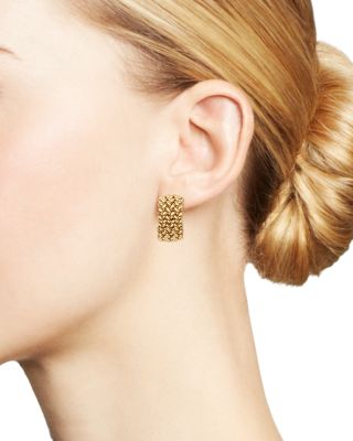 14K Yellow Gold Woven Hoop Earrings 