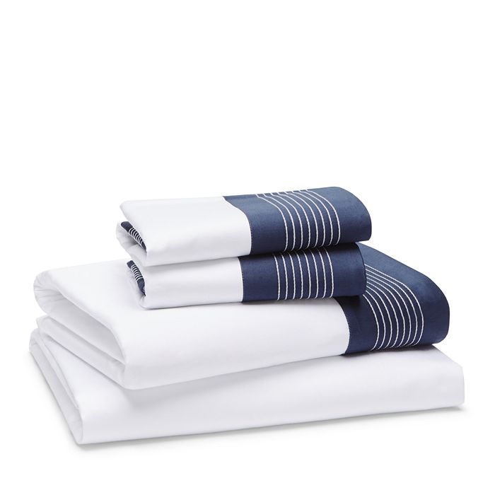 Shop Frette Hotel Porto Sheet Set, King In White/deep Blue