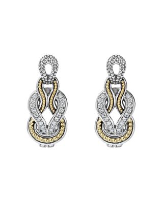 LAGOS Sterling Silver and 18K Gold Newport Diamond Earrings