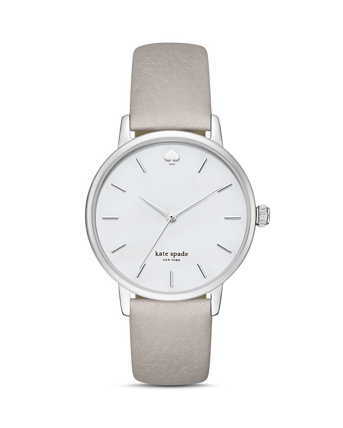Shop Kate Spade New York Metro Leather Strap Watch, 34mm In Mother Of Pearl