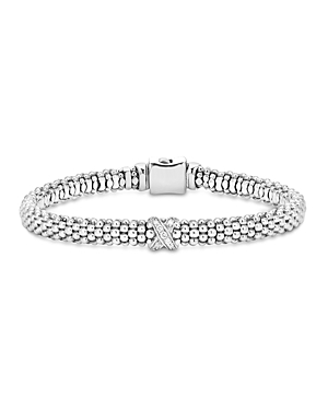 Lagos Sterling Silver X Collection Rope Bracelet with Diamonds