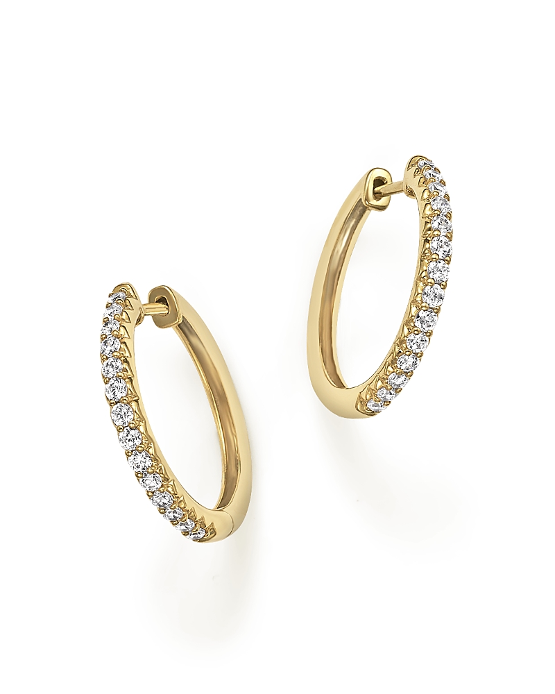 Diamond Hoop Earrings in 14K Yellow Gold, .40 tcw