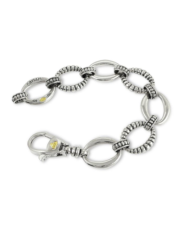 LAGOS SMOOTH AND FLUTED OVAL LINK BRACELET,05-80444-7
