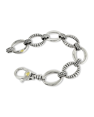 Lagos Smooth and Fluted Oval Link Bracelet