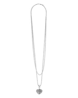 LAGOS Sterling Silver Beaded Heart Pendant Necklace