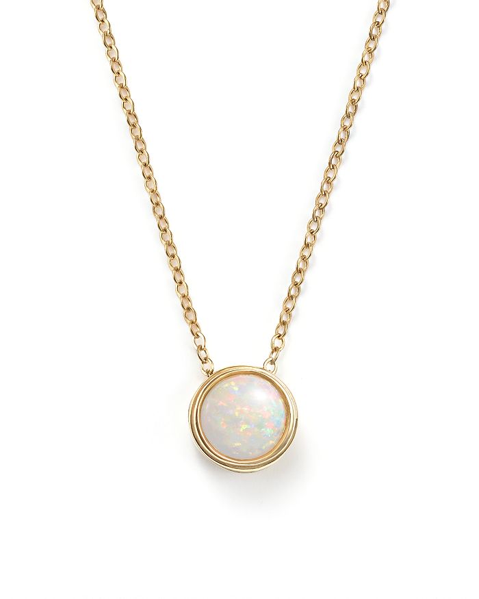 Bloomingdale's Opal Bezel Set Pendant Necklace in 14K Yellow Gold, 18 ...