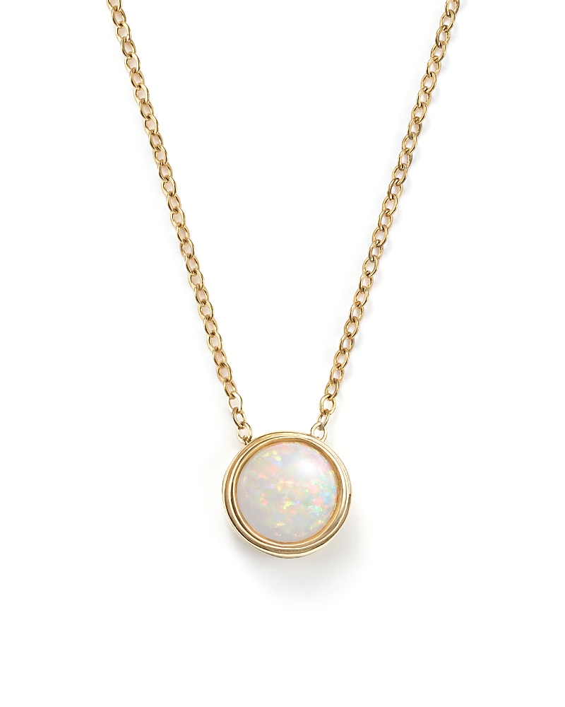 Opal Bezel Set Pendant Necklace in 14K Yellow Gold, 18