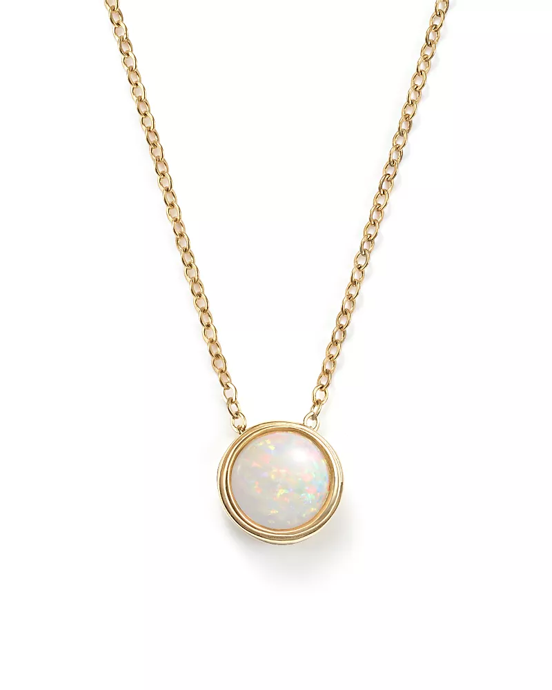Opal Bezel Set Pendant Necklace in 14K Yellow Gold, 18