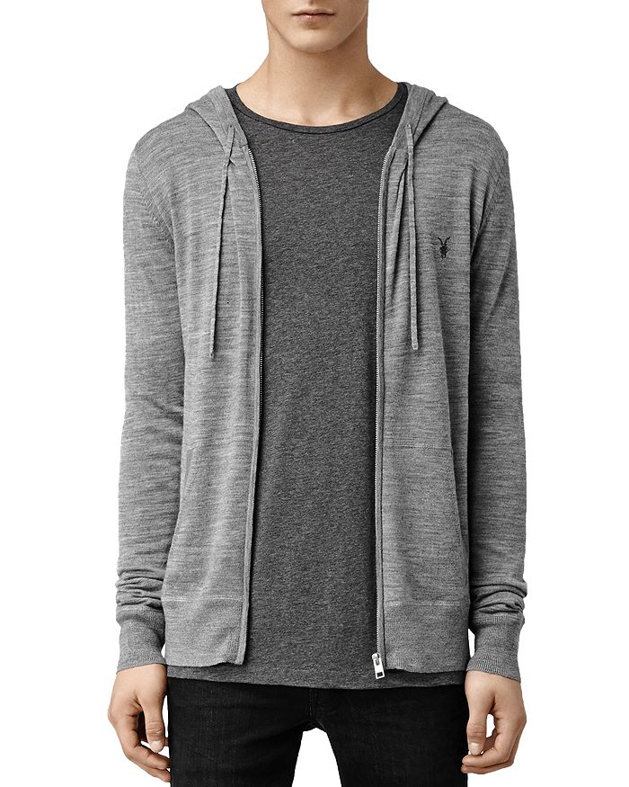 Shop Allsaints Mode Merino Zip Hoodie In Gray