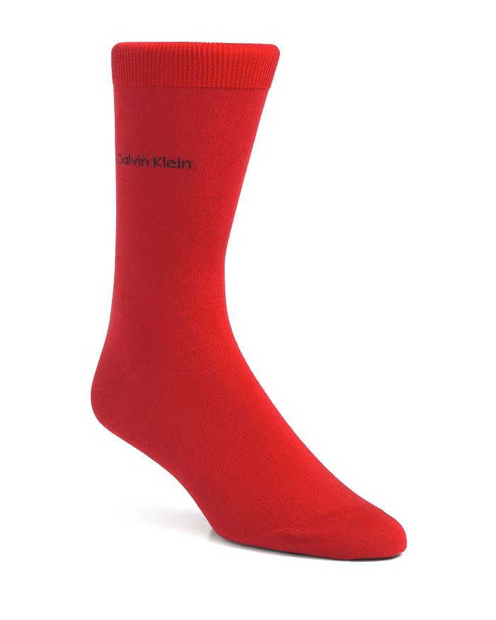Calvin Klein Giza Cotton Flat Knit Socks In Red