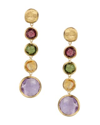 Jaipur 18 K Yellow Gold And Multi-Stone Drop Earrings