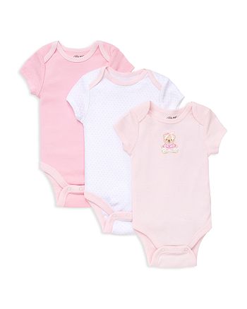 Little Me - Girls' Bear Bodysuit, 3 Pack - Baby
