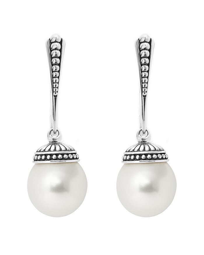 Shop Lagos Sterling Silver Luna Freshwater Cultured Pearl Drop Earrings In Silver/white
